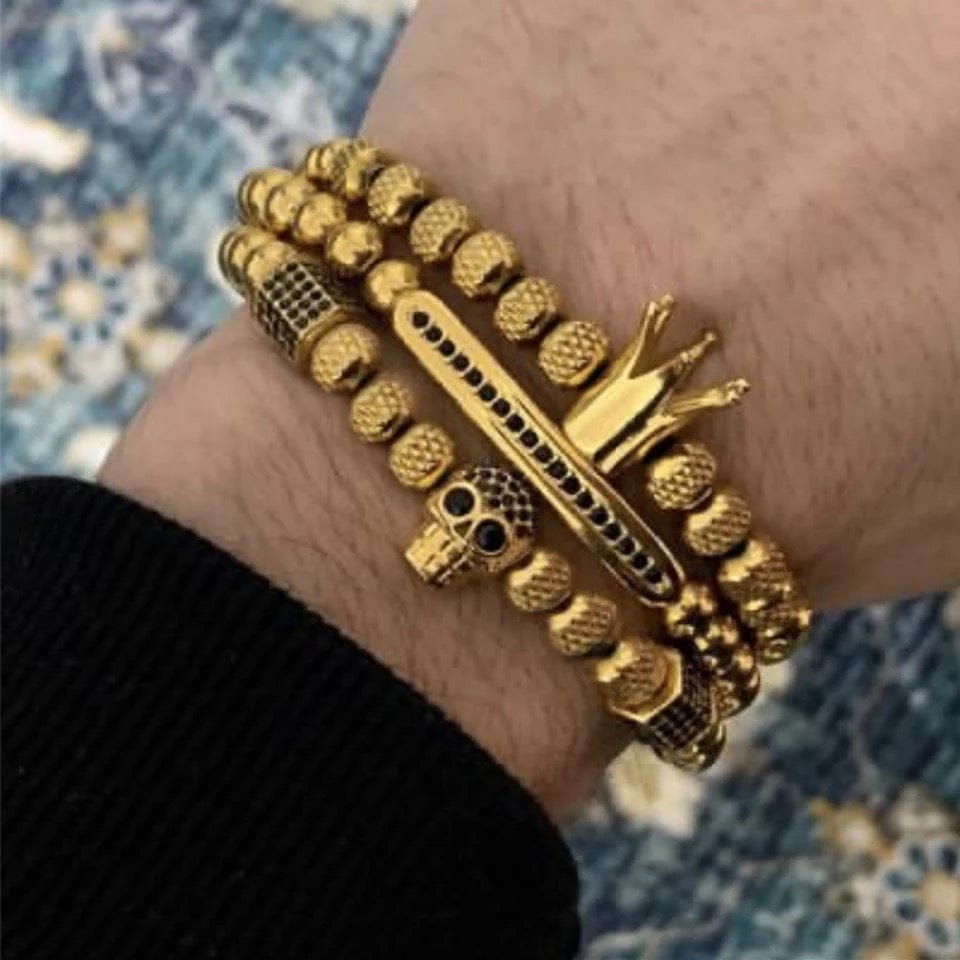 4piece Gold Crown Men's Bracelet
