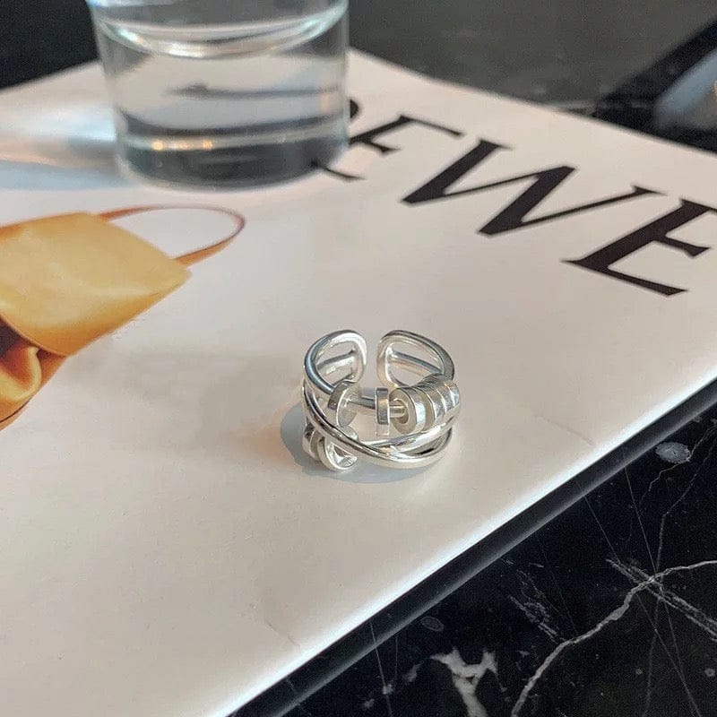 Silver Buckle Chain Ring