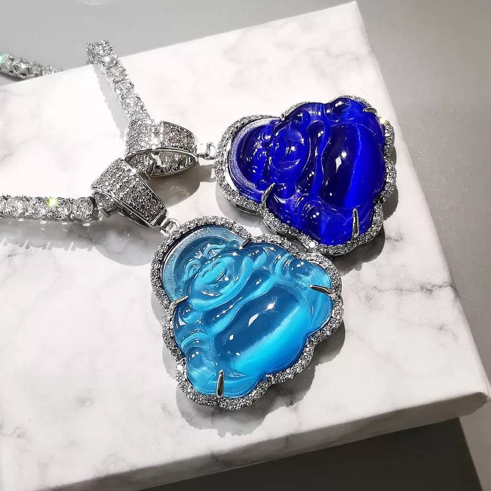 Blue Bling Budha Necklace
