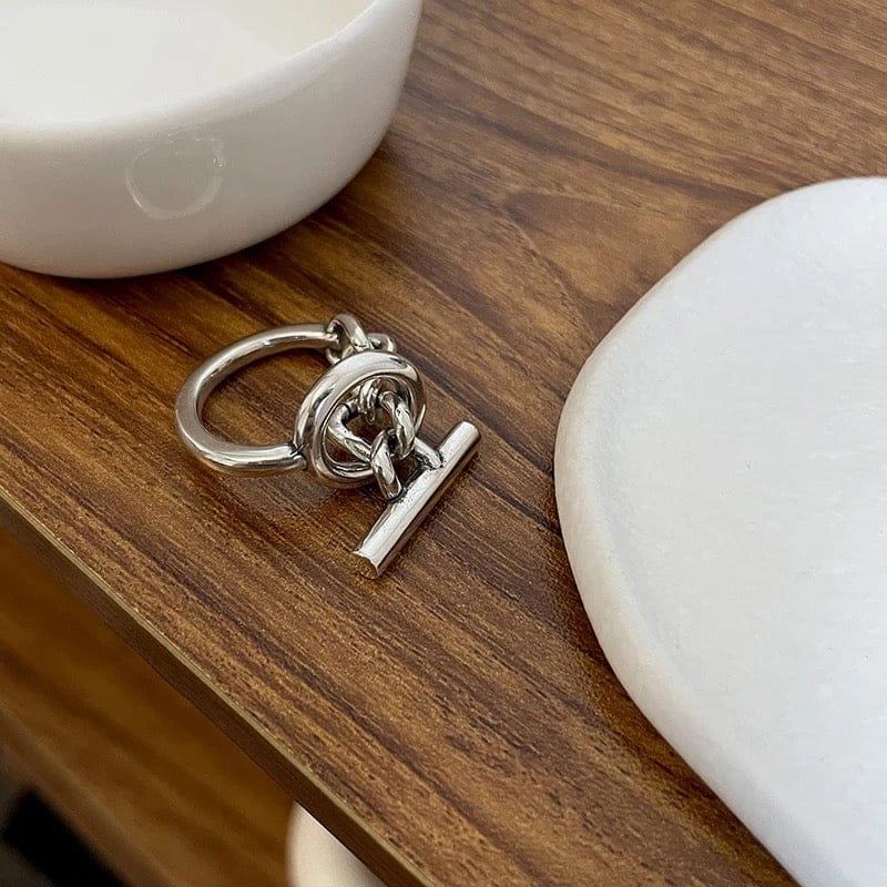 Silver Buckle Chain Ring