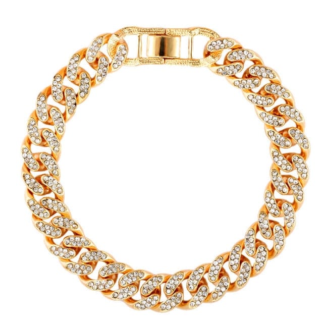 Cuban Link Anklet Bracelet with Rhinestones