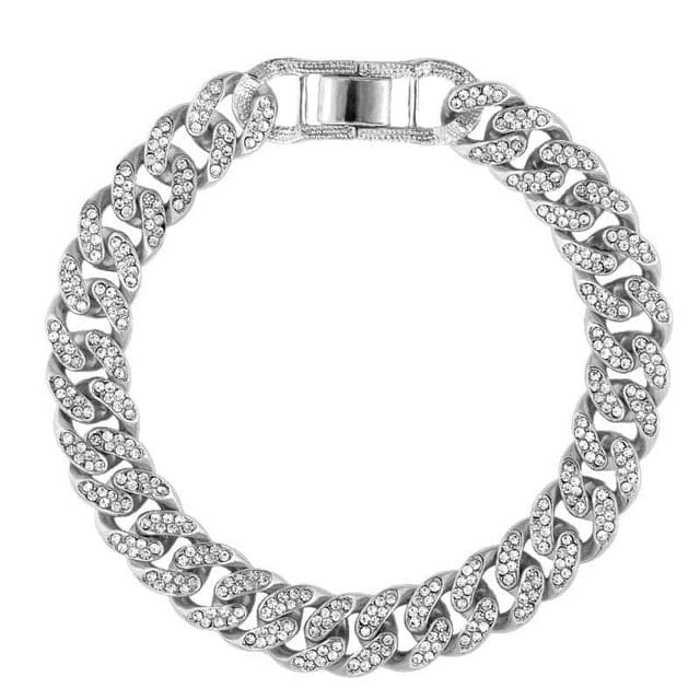 Cuban Link Anklet Bracelet with Rhinestones