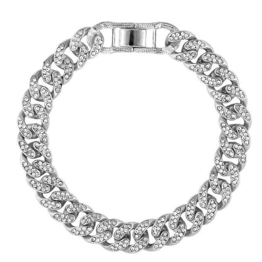 Cuban Link Anklet Bracelet with Rhinestones