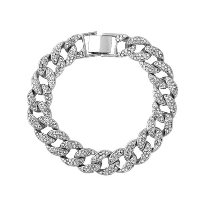 Cuban Link Anklet Bracelet with Rhinestones