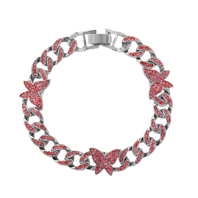 Cuban Link Anklet Bracelet with Rhinestones