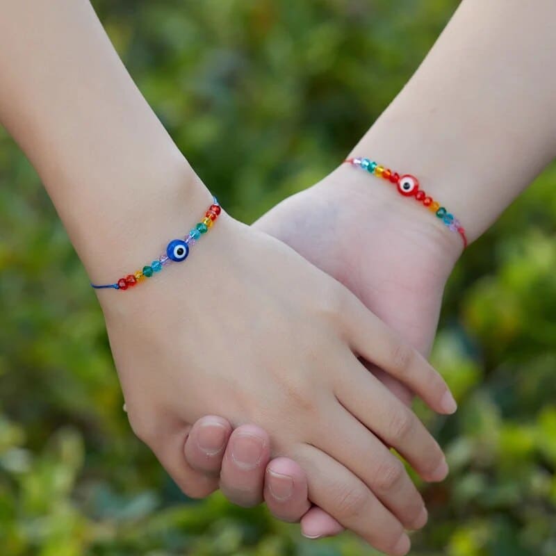2 Pcs/set Fashion Rainbow LGBT Rope Bracelet For Women Men Handmade Elastic Adjustable Bracelets Couple Friendship Pride Jewelry
