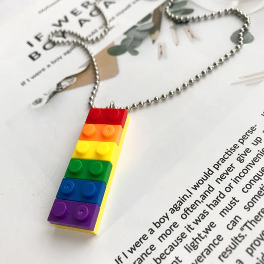 Acrylic rainbow building blocks Necklace