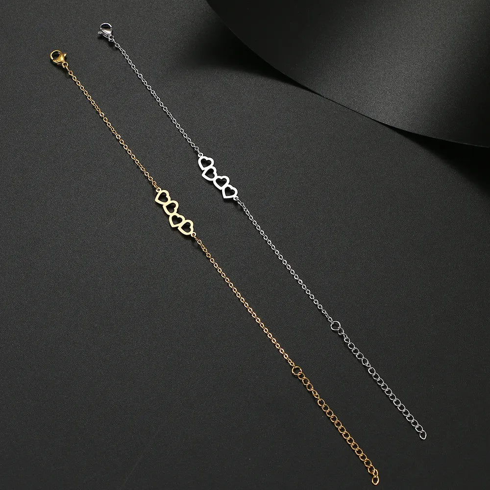 Stainless Steel Bracelets Classic Sweet Hollow Heart Fashion Chain Charm Bracelet For Women Jewelry Party Friends Best Gifts