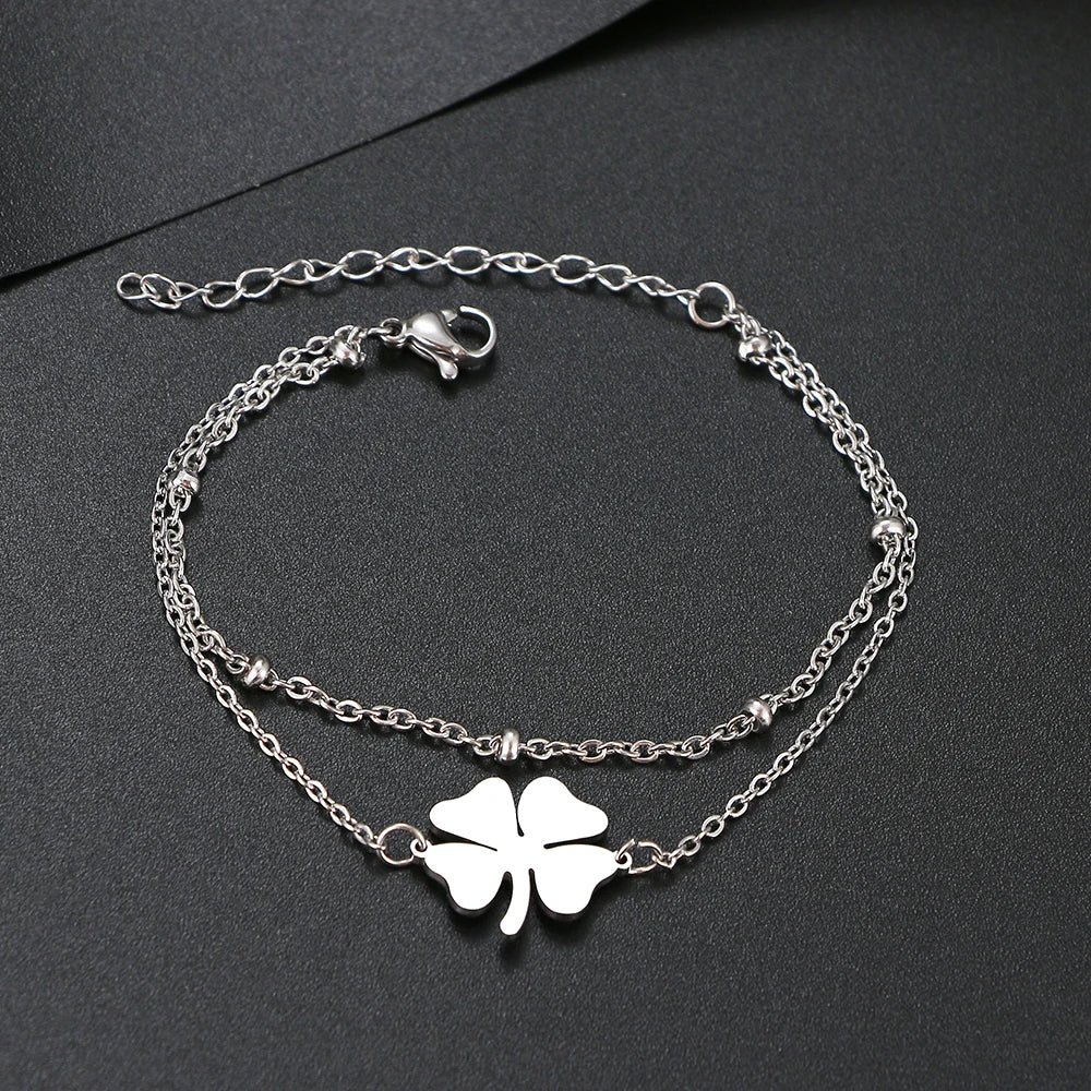 Stainless Steel Bracelets Four-leaf Clover Classic Fashion Style Bracelet For Women Fine Fashion Jewelry Wedding Party Gifts