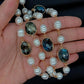 natural White Rice freshwater Pearl Rosary Chain Pear Set sweater chain Wrap Necklace