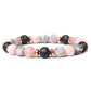 Female Rose Gold Color Metal Spacer Charm Natural Matte pink Zebra Stone bead beaded bracelet for women friend jewelry wholesale