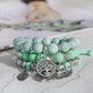 Women's Charm Boho Green Stone Beaded Bracelet Set Ethnic Silver Color Tree Pendant Bracelets & Bangles Vintage Jewelry Femme