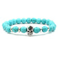 Natural Volcanic StoneMen's Beaded Bracelet with Buddha Skull Charm