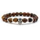 Natural Volcanic StoneMen's Beaded Bracelet with Buddha Skull Charm