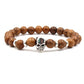 Natural Volcanic StoneMen's Beaded Bracelet with Buddha Skull Charm