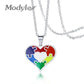 Modyle New Fashion Silver Color Stainless Steel Heart Pendant Necklace Rainbow Gay Lesbian LGBT Pride Wedding Jewelry