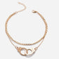 Boho Double Chain Anklet Fashion Multilayer Foot Jewelry Fashion Handcuffs Ankle Bracelet For Women Beach Accessories Gift
