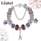 Silver Color Eiffel Tower Crown Charm Bracelet Cute Butterfly Pendant Bead  Bracelets & Bangles Diy Jewelry Gift