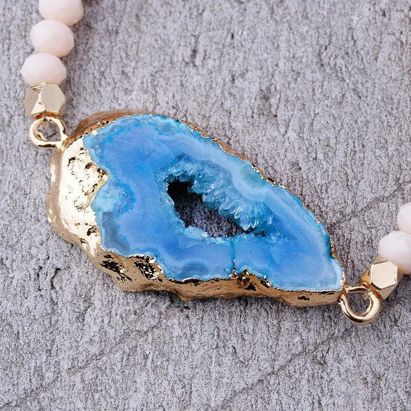 Natural Agate Druzy Stone Bracelet -Available In Multiple Colors