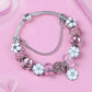 Euroean & American Trendy White & Pink Enamel Charm Bracelet Diy Crystal Bead Bracelet Women Fashion Birthday Gift