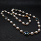 natural White Rice freshwater Pearl Rosary Chain Pear Set sweater chain Wrap Necklace