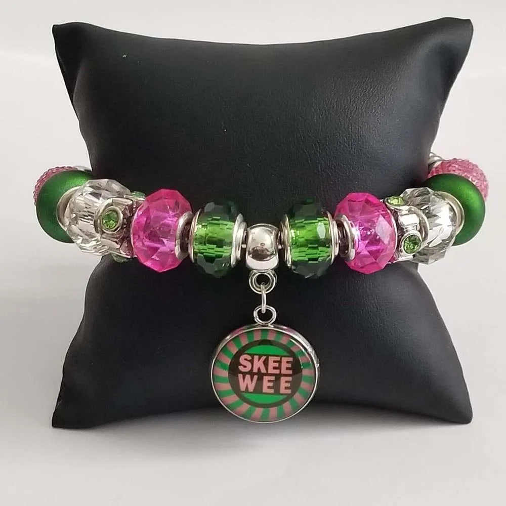 Greece Greek  pink green Sorority  skee wee  Bangle Bracelet Jewelry