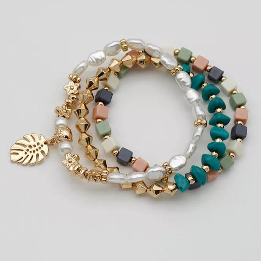 Bohemian Multi-colored  Piece Beaded Bracelet Set
