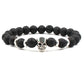 Natural Volcanic StoneMen's Beaded Bracelet with Buddha Skull Charm