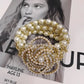 Luxury  Handmade Elastic Pearl Crystal  Camellia Flower Bangle Bracelet