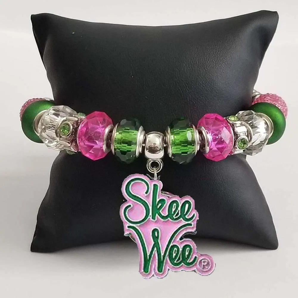 Greece Greek  pink green Sorority  skee wee  Bangle Bracelet Jewelry