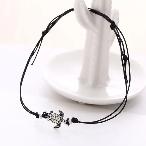 Boho Adjustable Anklet Antique Sea Turtle Animal Charm Beads Chain Anklet Women Summer Beach Sandals Ankle Bracelet