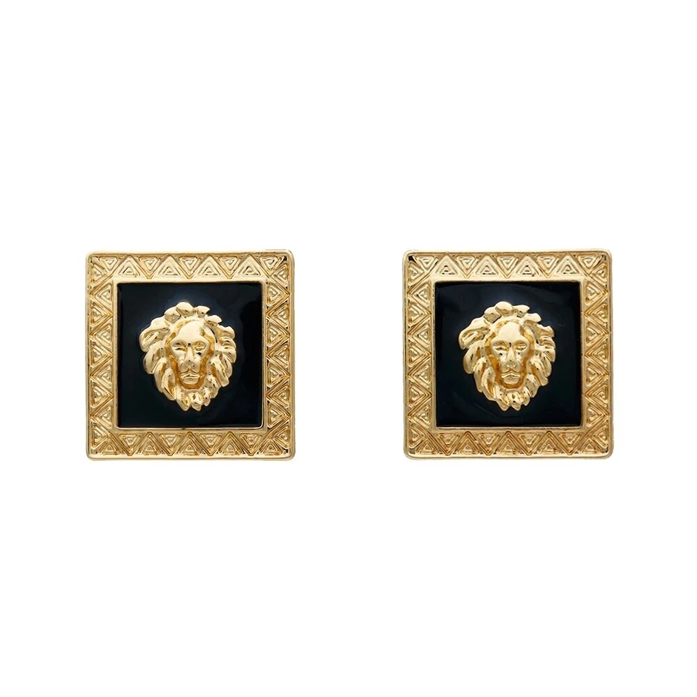 Metal Big Dangle Drop Earring Geometric Enamel Square Simple Lion Head Dangle Earring For Woman Party Jewelry Gifts