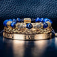 Royal Blue and Gold Beaded and Royal Blue Roman Numeral Bracelet