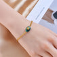 DIEYURO 316L Stainless Steel Retro Green Stone Charm Bracelet For Women Girl New Trend Bangles Non-fading Jewelry Gift Party