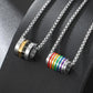 2022 Fashion Rainbow Stainless Steel Pendant Necklace for Men Circle Plate Gay Pride Necklace LGBT Couple Unisex Jewelry Gifts