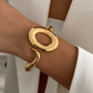 Ingemark Exaggerated Punk Irregular Wide Cuff Bangle for Women Vintage Gold Color Chunky Metal Bracelets Men Hand Jewelry Gift
