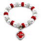 society DELTA Sorority Rhinestone Heart Metal Pendant Pearl Bracelet