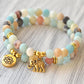 Stone Beaded Bracelet with  Gold Elephant Charm