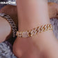 Hip Hop Iced Out Prong Cuban Link Chain Anklet For Women Gold Silver Color Prong Rhombus Cuban Anklets Bracelet Fashion Jewelry