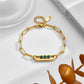 DIEYURO 316L Stainless Steel Retro Green Stone Charm Bracelet For Women Girl New Trend Bangles Non-fading Jewelry Gift Party