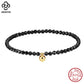 Rinntin Natural Black Spinel Chain Anklet for Women Fashion Silver 925 Summer Beach Foot Chain Garnet Anklets Jewelry SA48