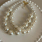 Vintage  Double Layer Pearl Choker Necklace