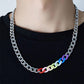 Stainless Steel Cuban Chain for Men Women Colorful Rainbow LGBT Gay Pride Neck Chains Hiphop Choker Necklace Collar Jewelry New