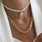 Vintage Turquoises Stone Pendant Necklace Bohemia Jewelry Statement Water Drop Metal Pendant Women's Necklace