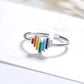 Boho Rainbow Pride Love Heart Open Rings For Women
