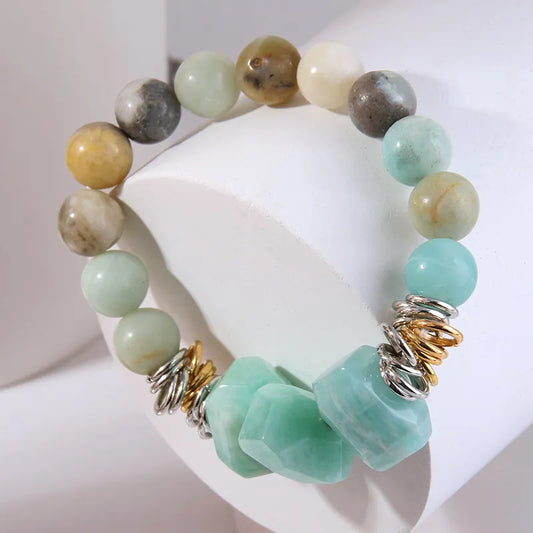 Big Stone Natural Elastic Bohemian Statement Women's Bracelet