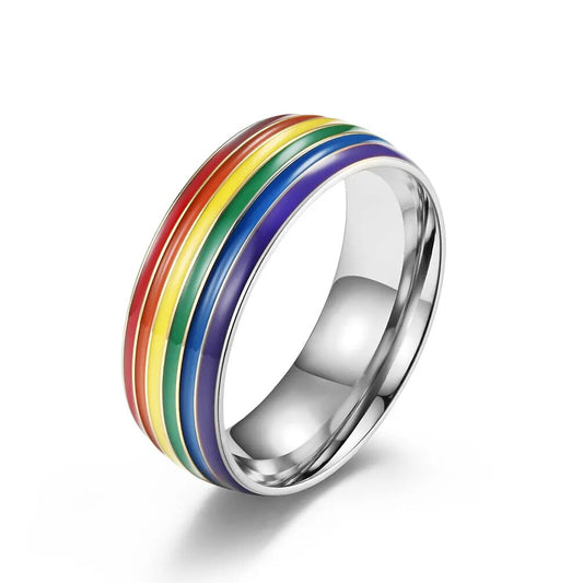 Rainbow Pride Love Unisex Stainless Steel Ring