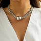 Trendy Gothic Twist Thin Chain Necklace for Women's Vintage Metal Multilayer Ball Pendant Necklace Clavicle Fashion Neck Jewelry