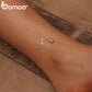 bamoer Foot Jewelry Anklet Simple Bell And Cat Bracelet for Ankle Real Solid 925 Sterling Silver Anklets For Women SCT003