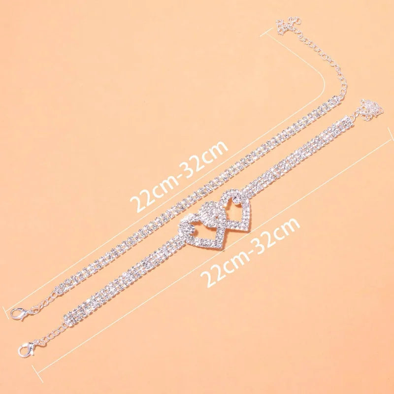 Beautiful Dazzling Cubic Zirconia Chain Anklet for Women Fashion Silver Color Ankle Bracelet Barefoot Sandals Foot Jewelry